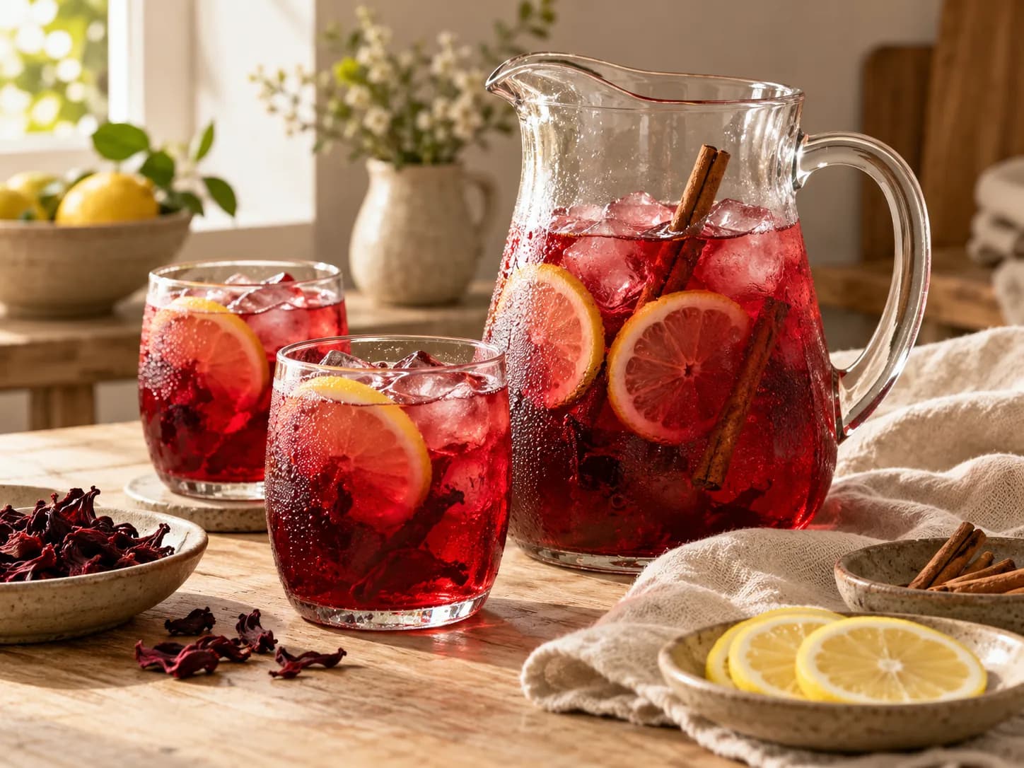 Agua de jamaica y limón
