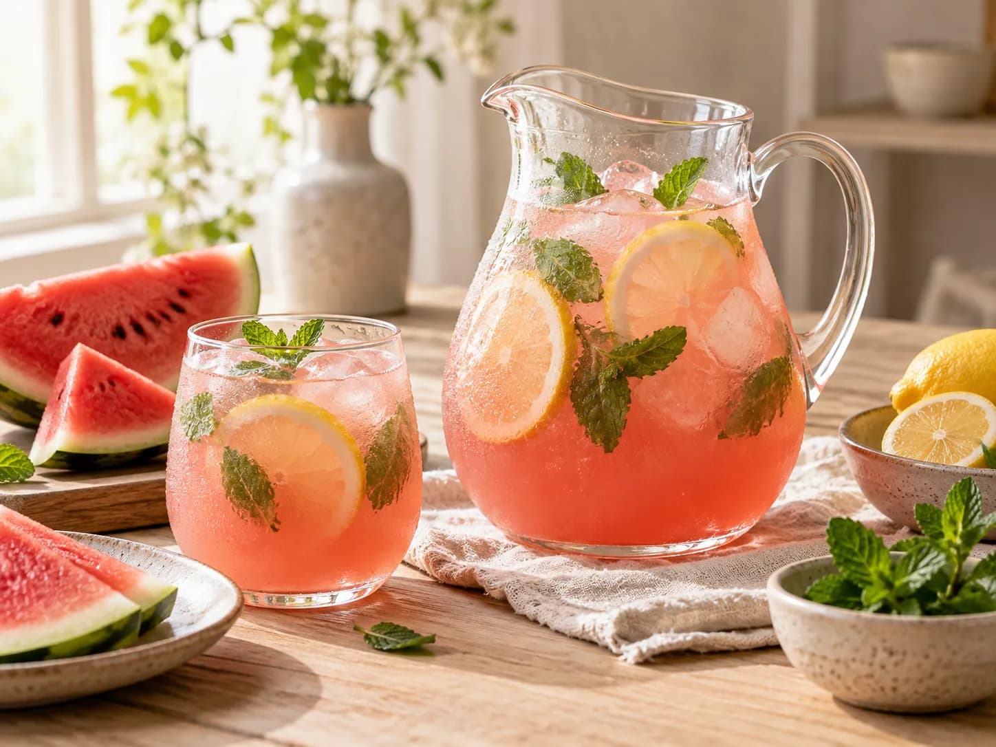 Agua fresca de sandía y limón