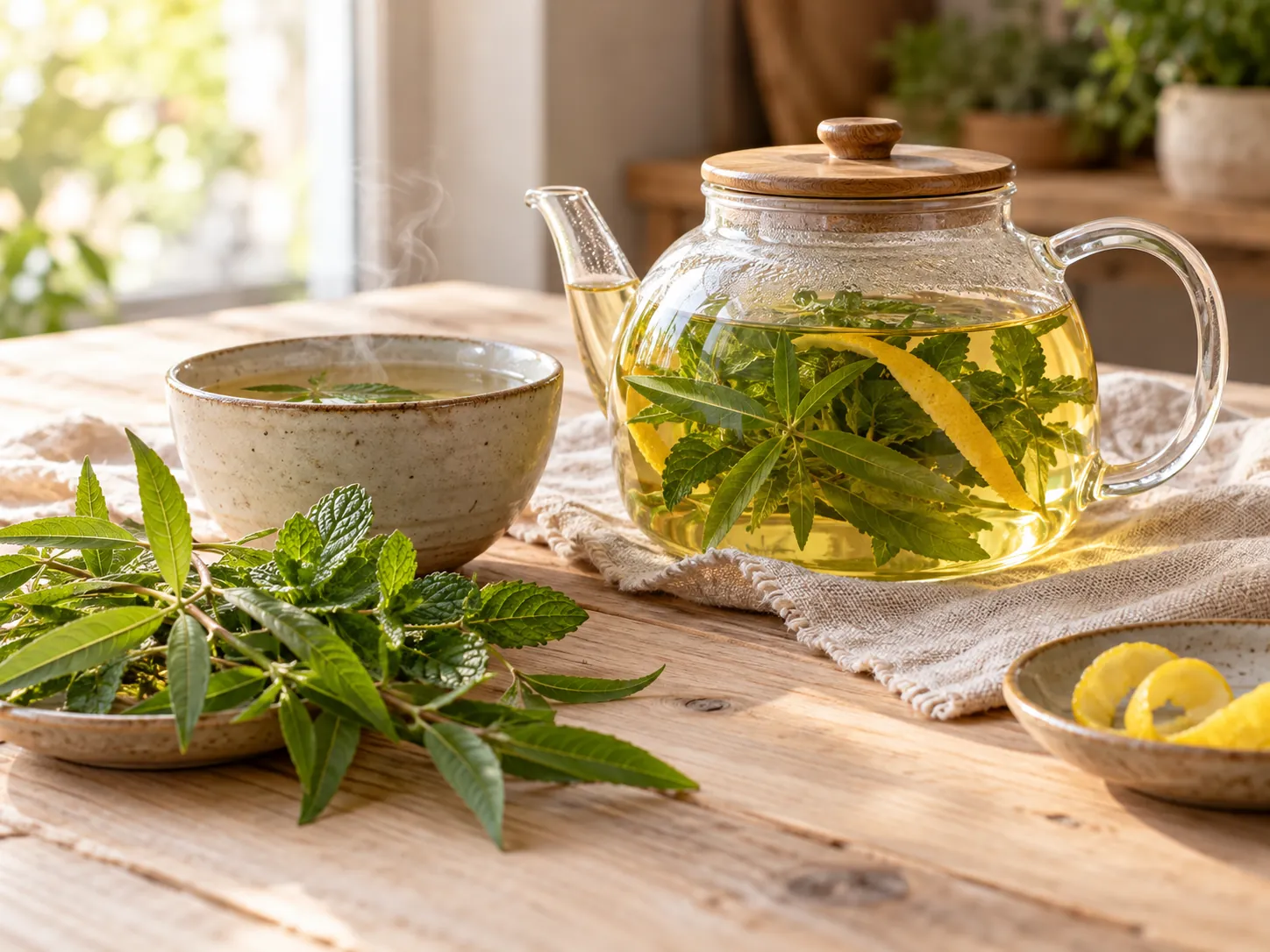 Agüita de cedrón, menta y limón