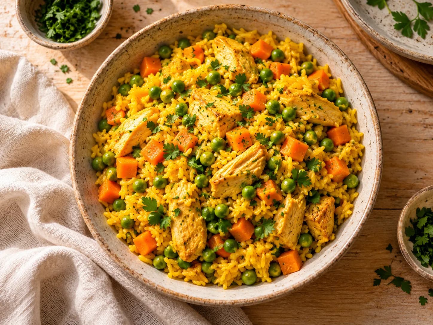 Arroz con pollo y cúrcuma