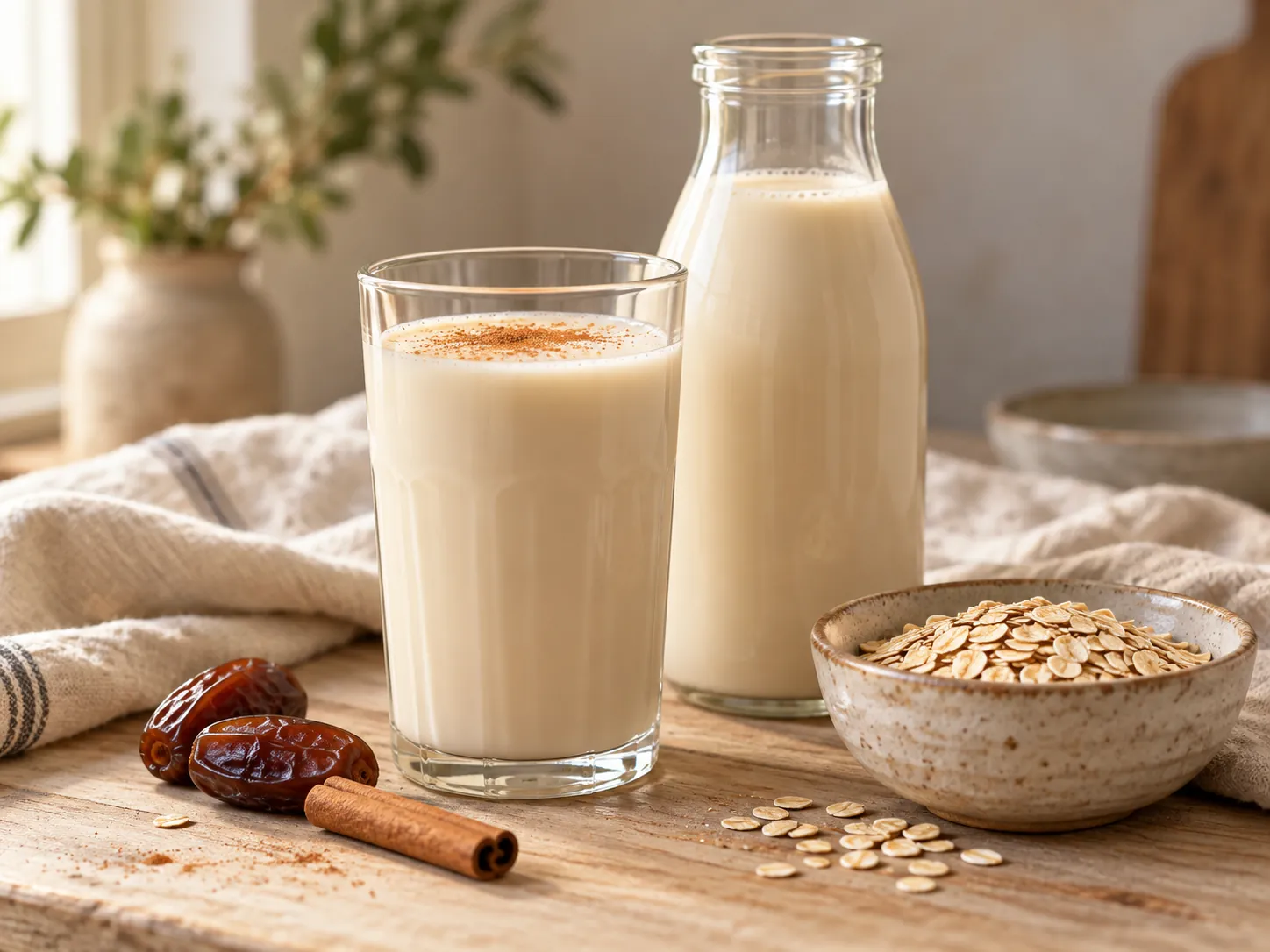 Bebida de avena casera con canela