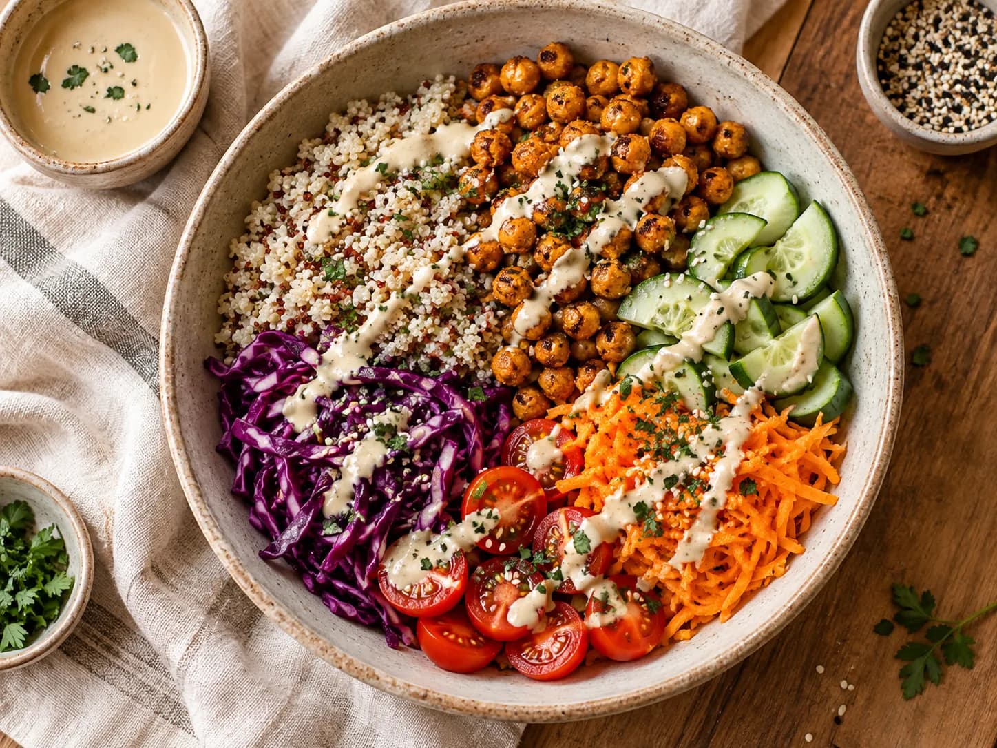 Bowl de garbanzos asados y quínoa