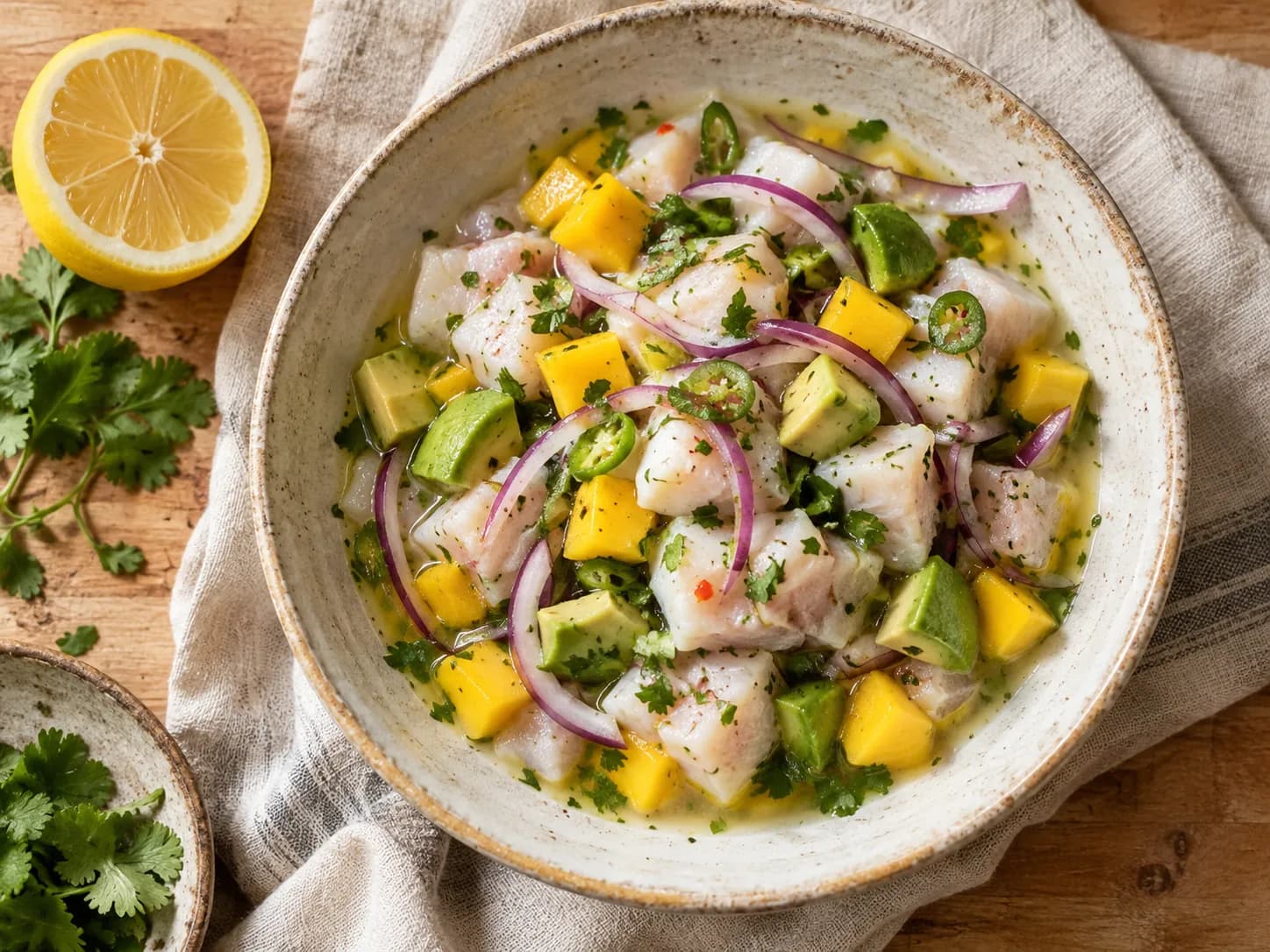 Ceviche de reineta con mango