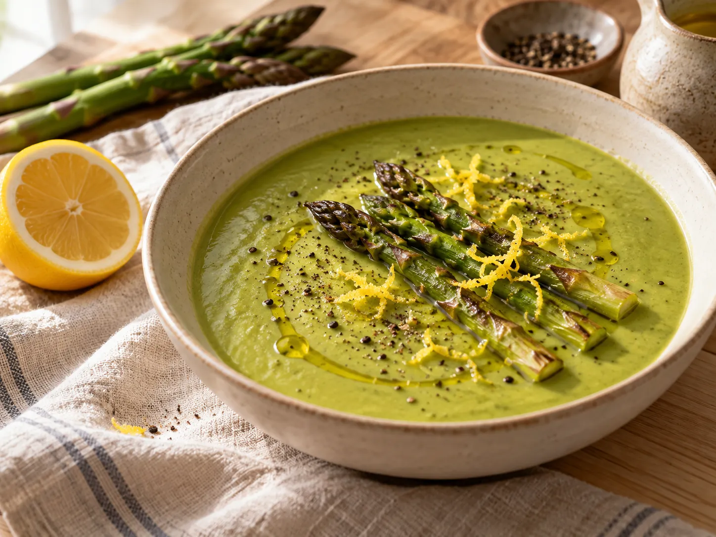 Crema de espárragos con limón