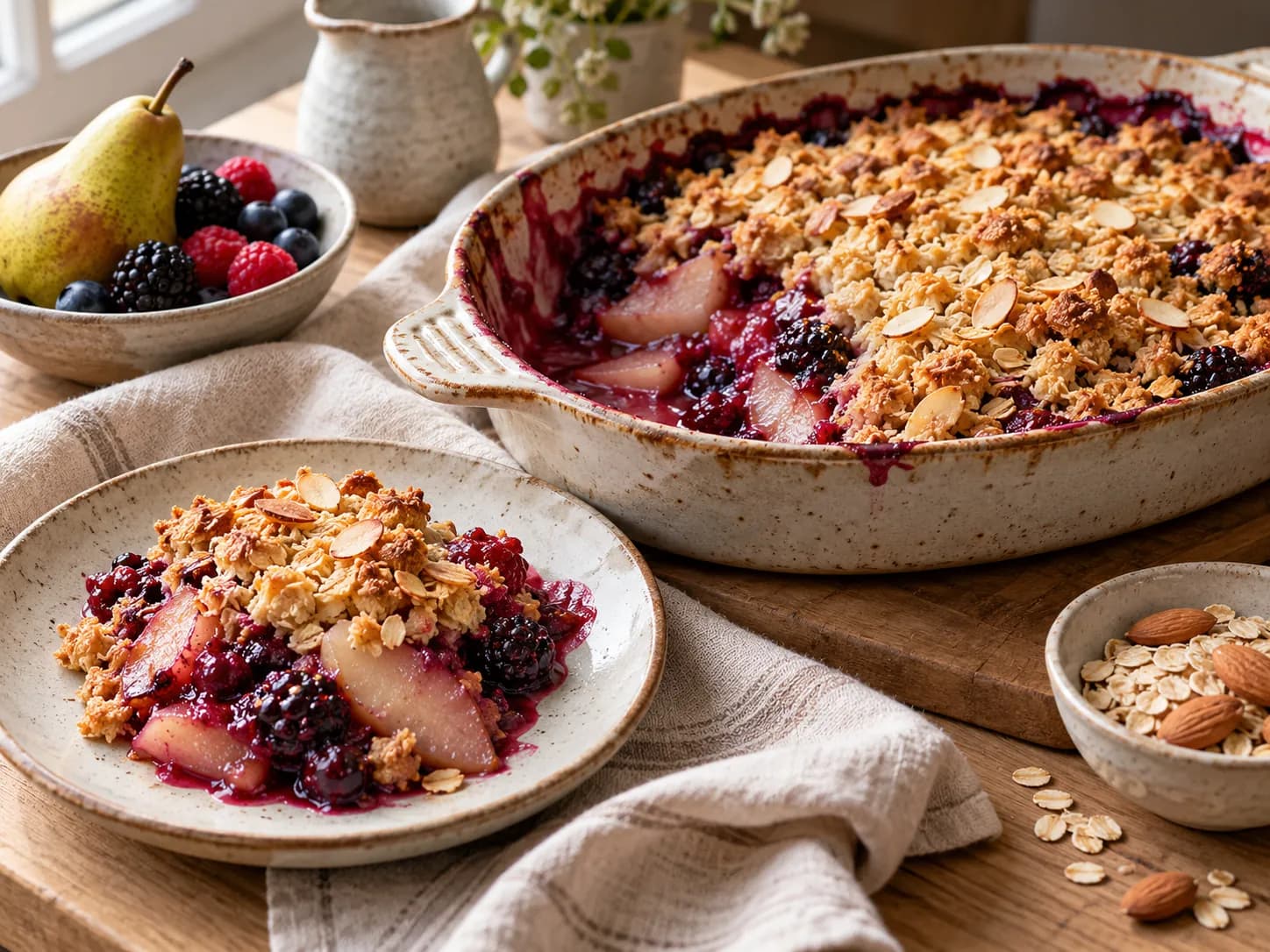 Crumble de peras y berries