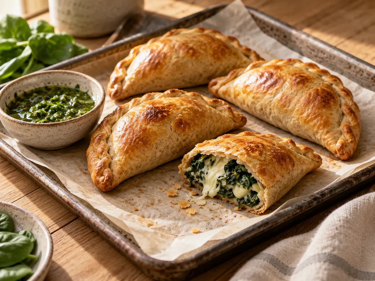 Empanadas horneadas de espinaca y quesillo