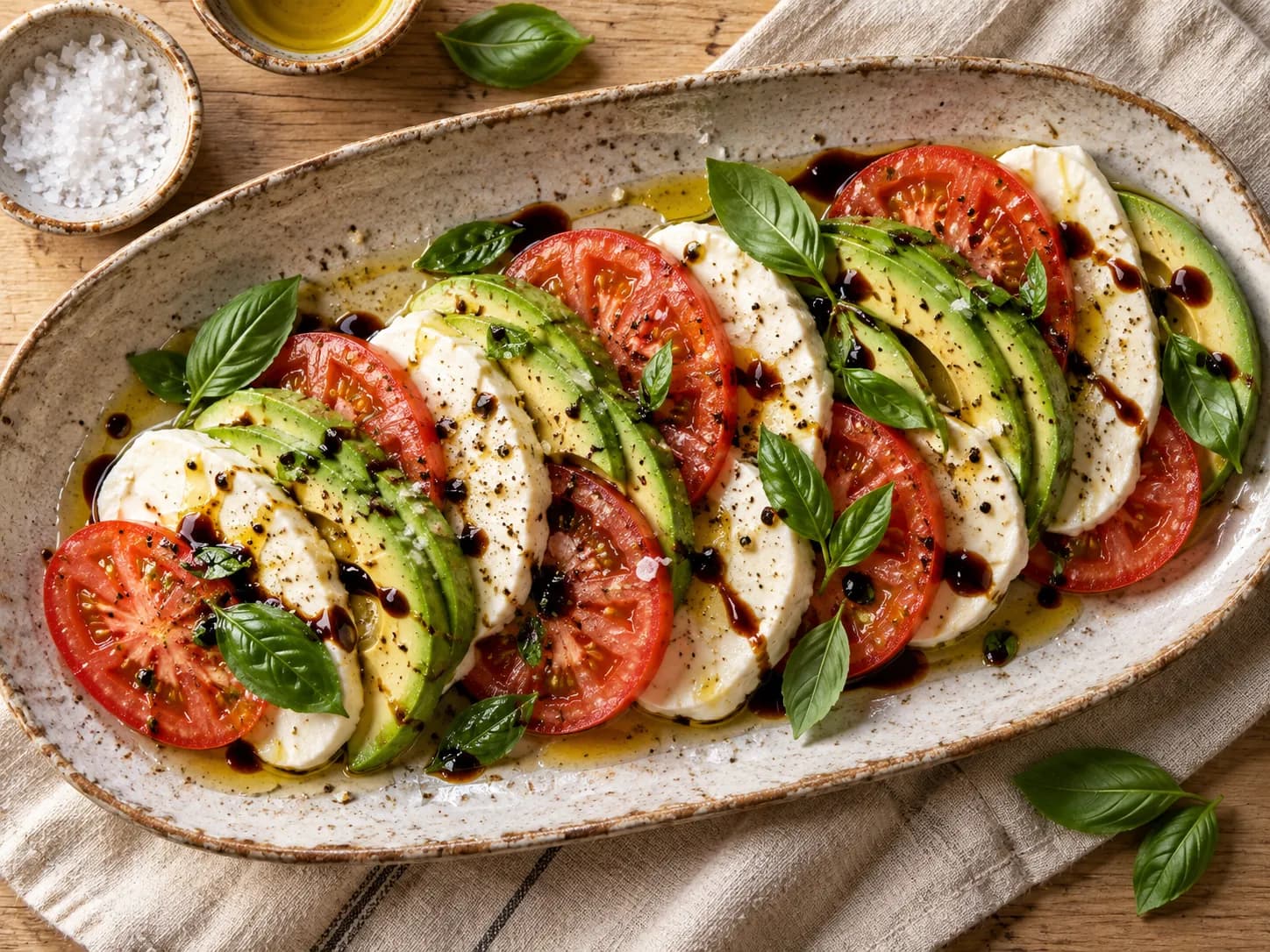 Ensalada caprese con palta