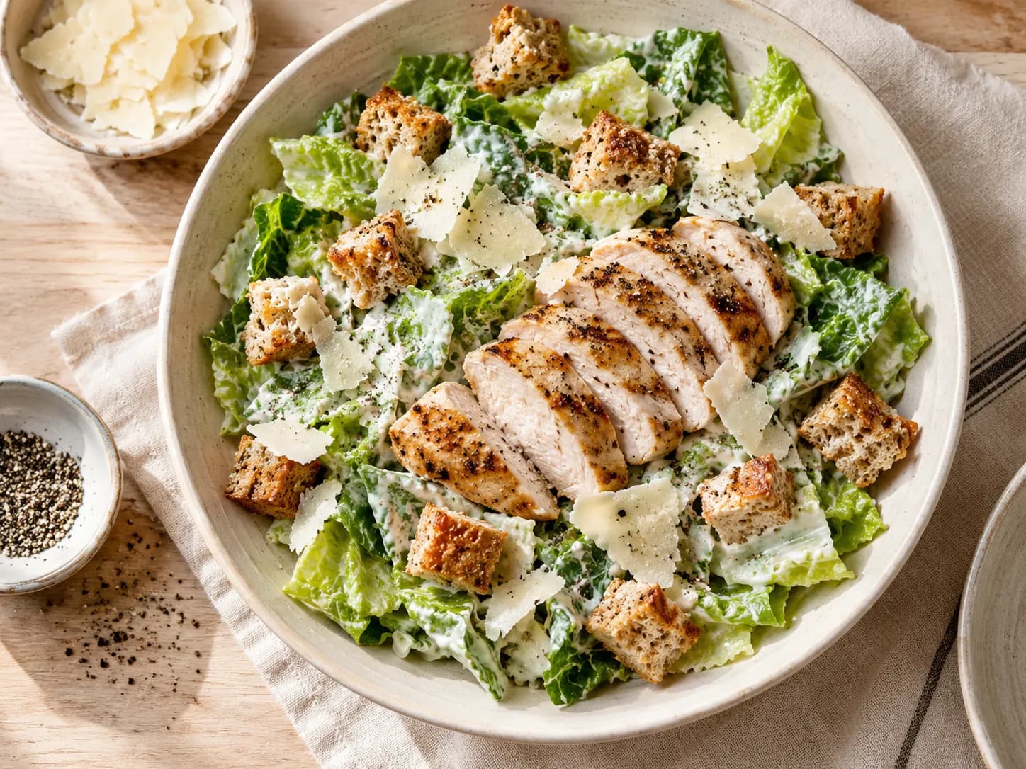 Ensalada césar liviana con pollo