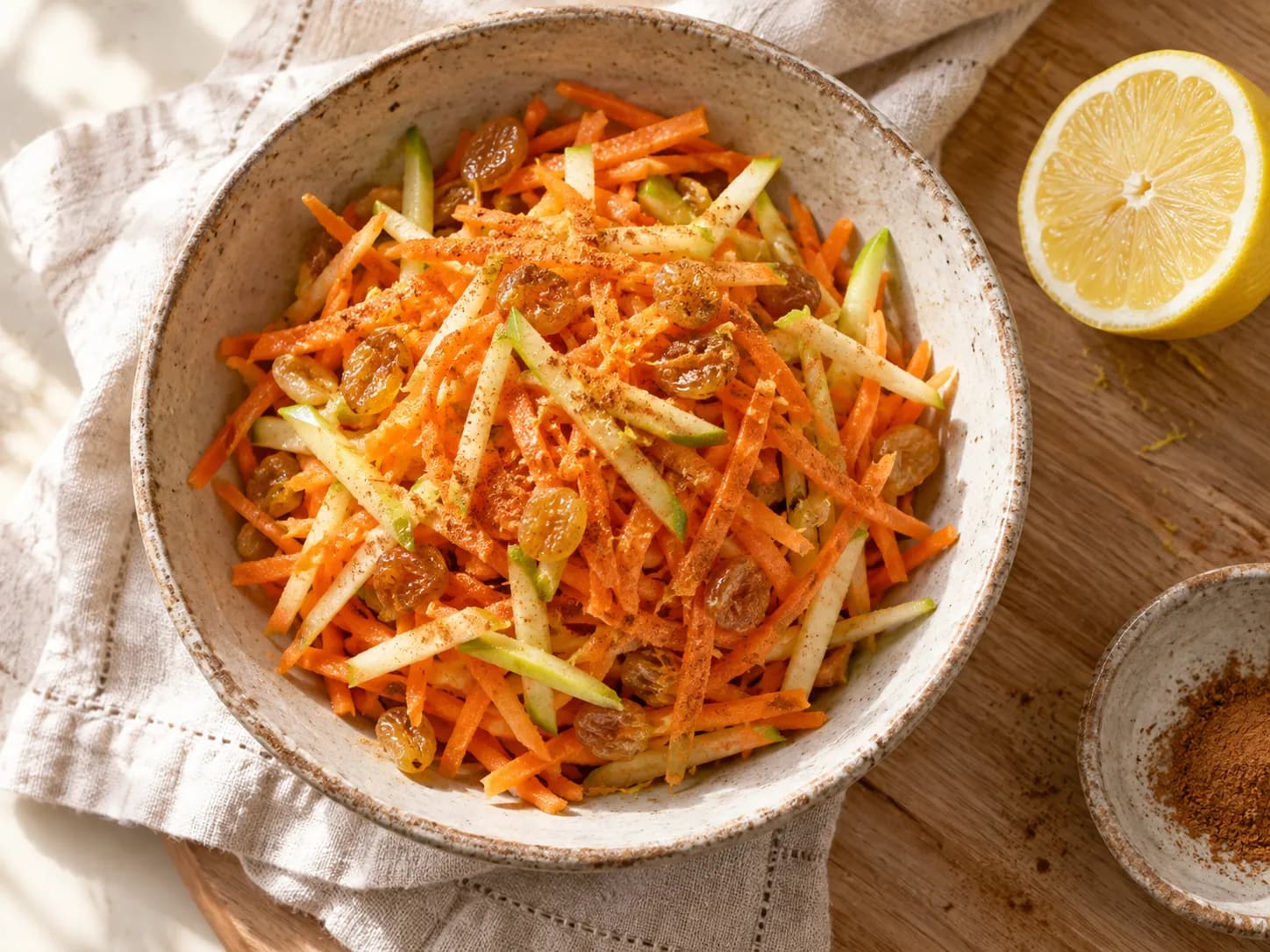 Ensalada de zanahoria, manzana y pasas