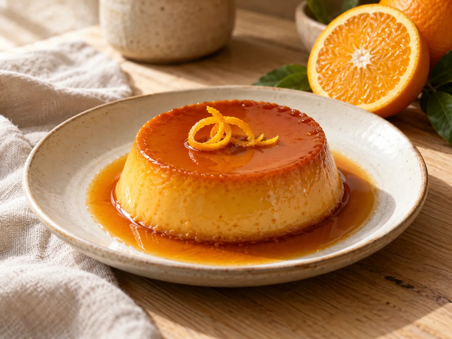 Flan de naranja liviano