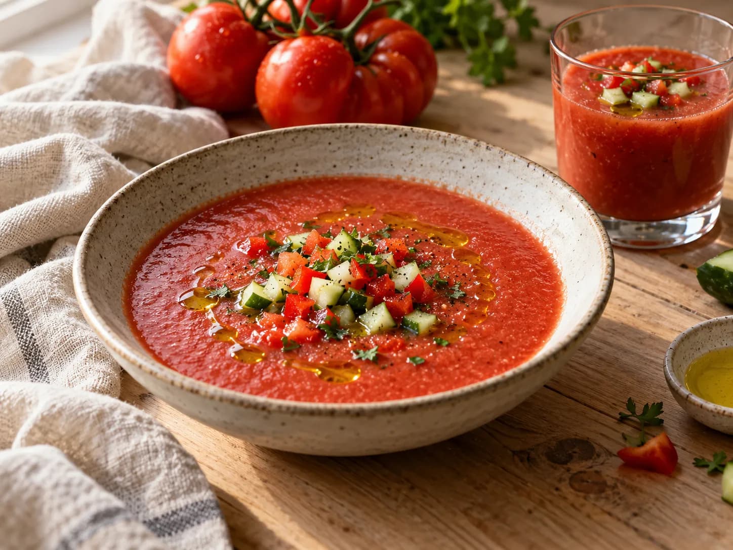 Gazpacho de tomate y pimentón