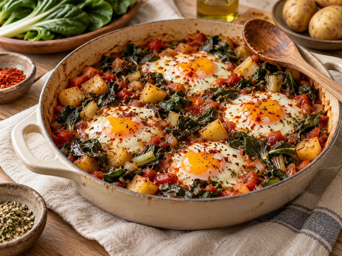 Guiso de acelga con huevo y papas