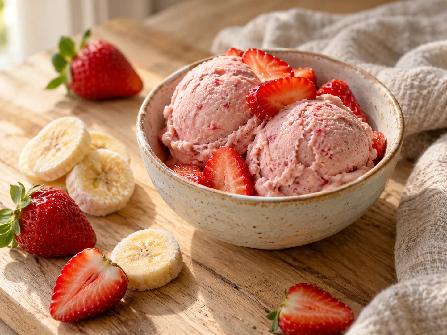 Helado de plátano y frutilla