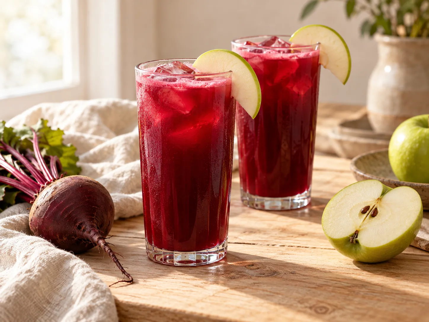 Jugo de betarraga, manzana y limón