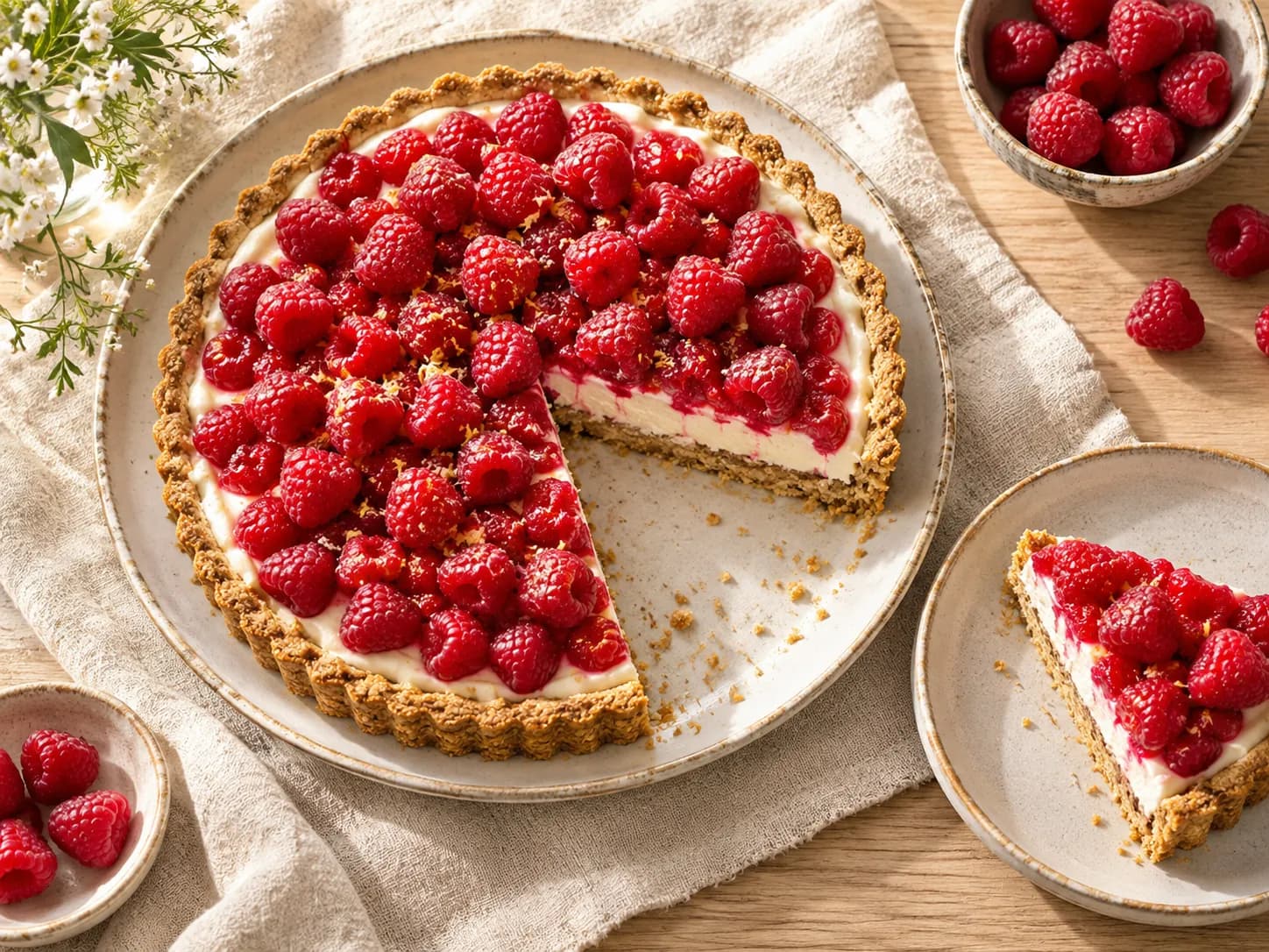 Kuchen de frambuesa con base integral