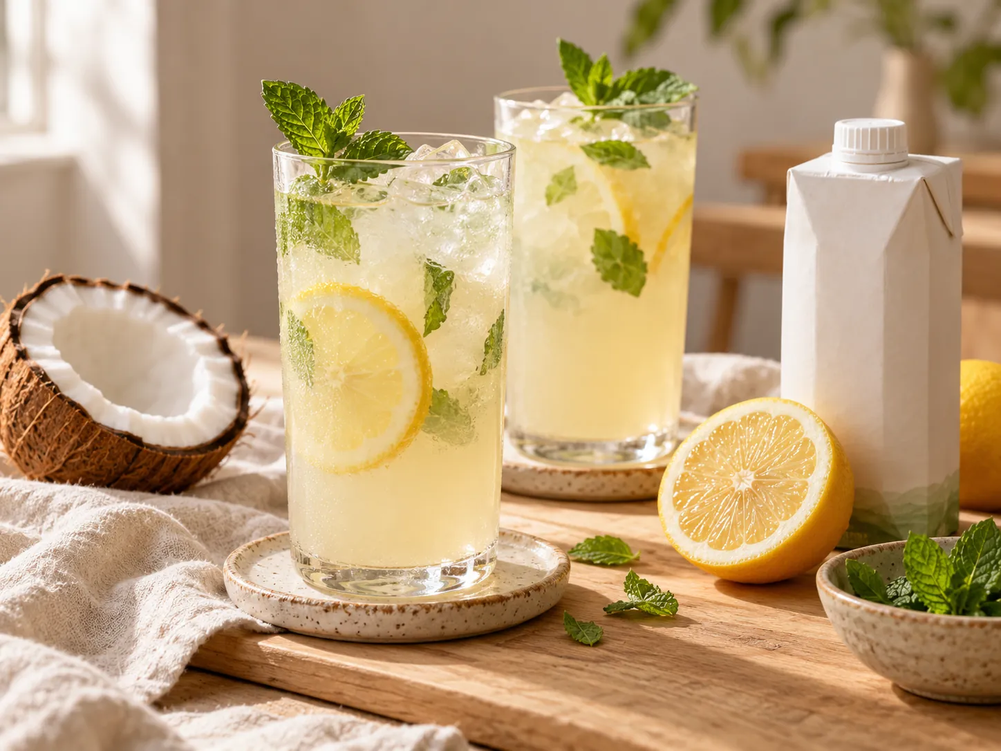 Limonada de coco y menta