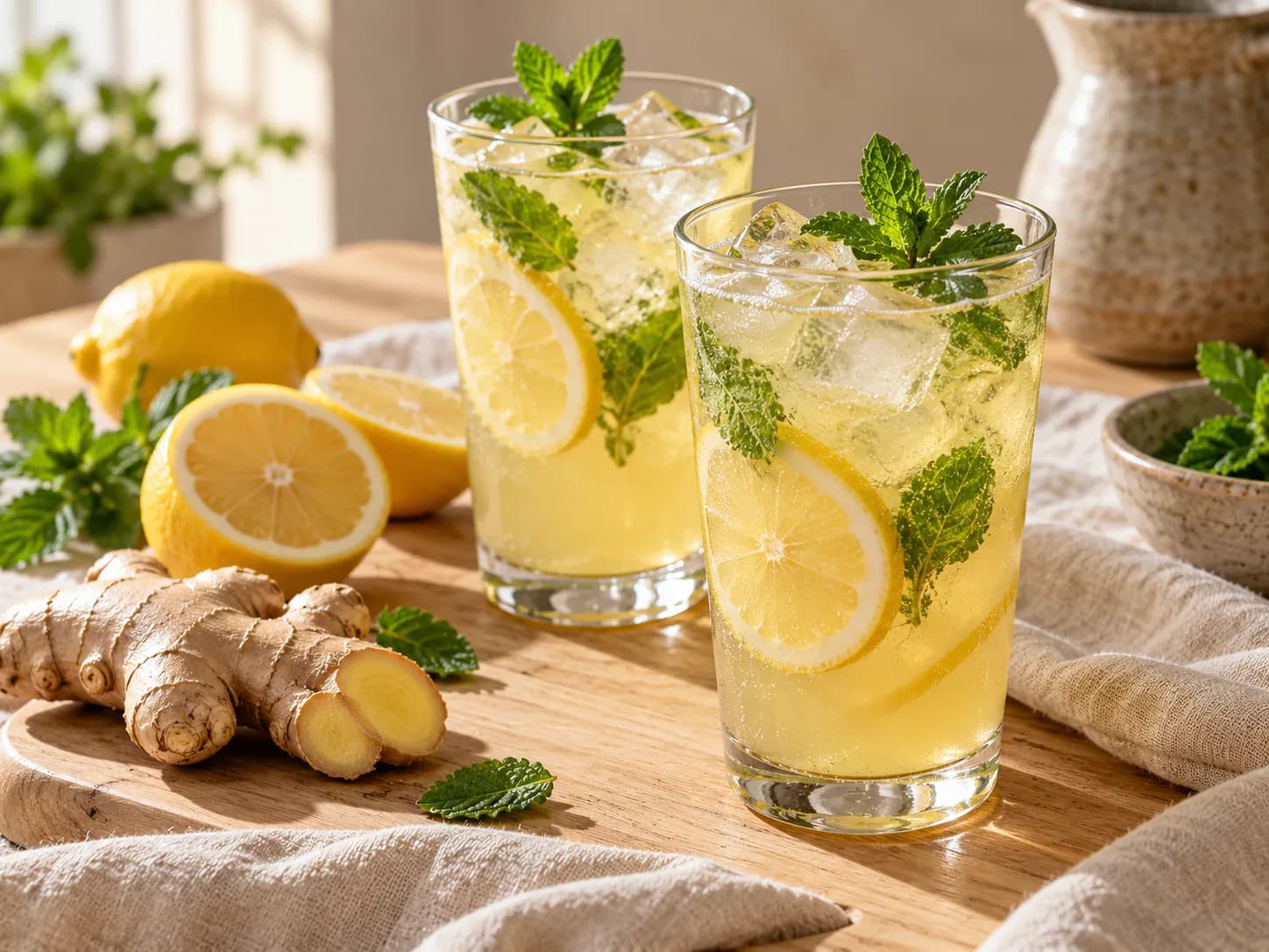 Limonada de jengibre y menta