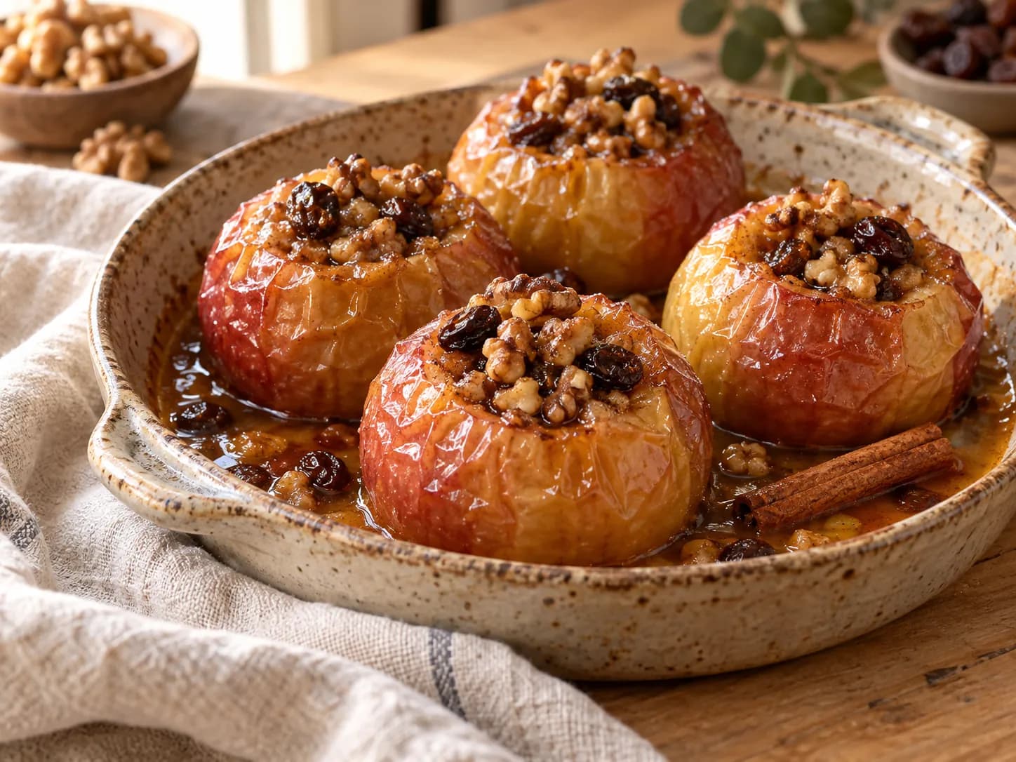 Manzanas asadas con canela y nueces