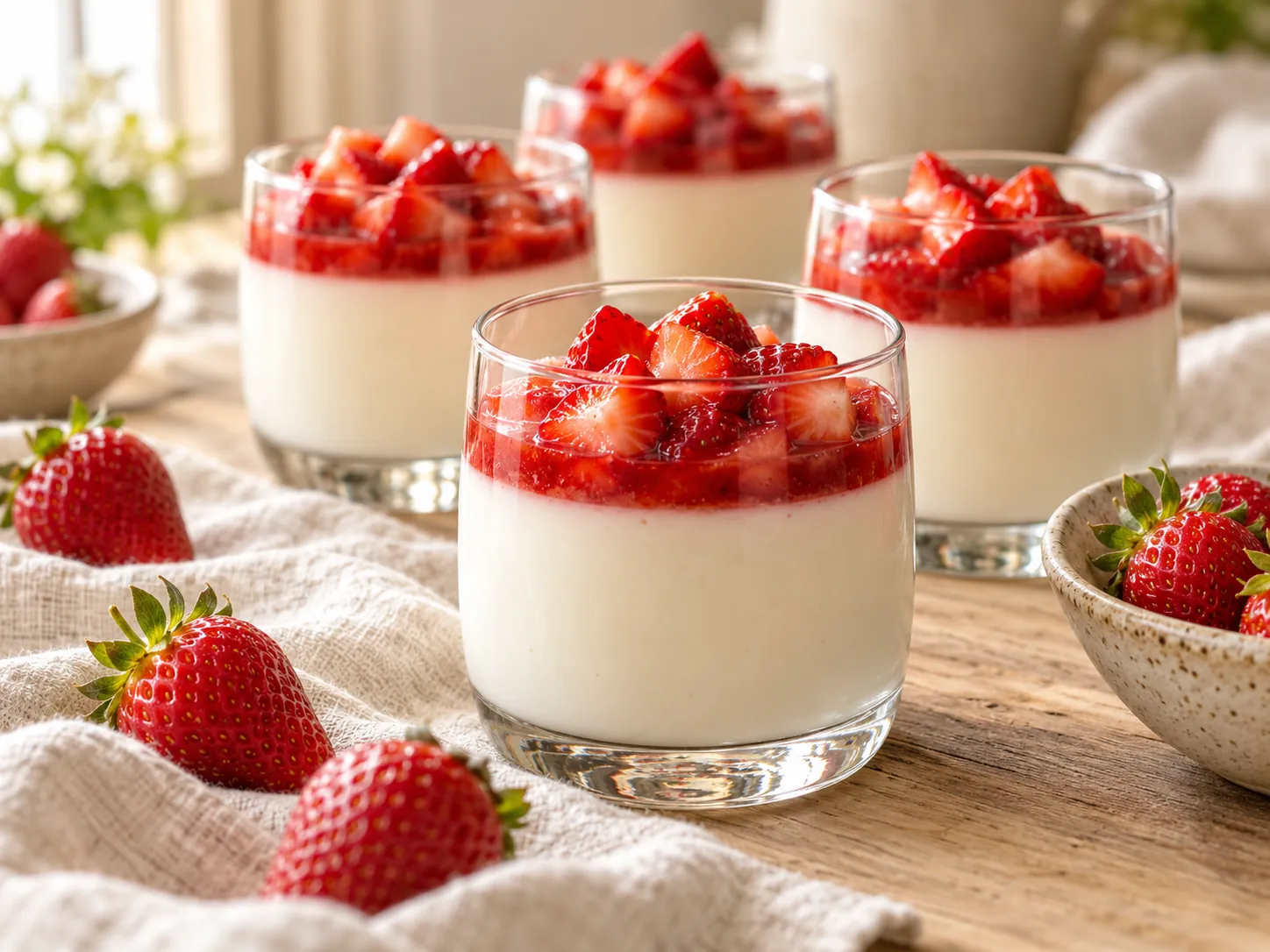 Panna cotta de yogur con frutillas