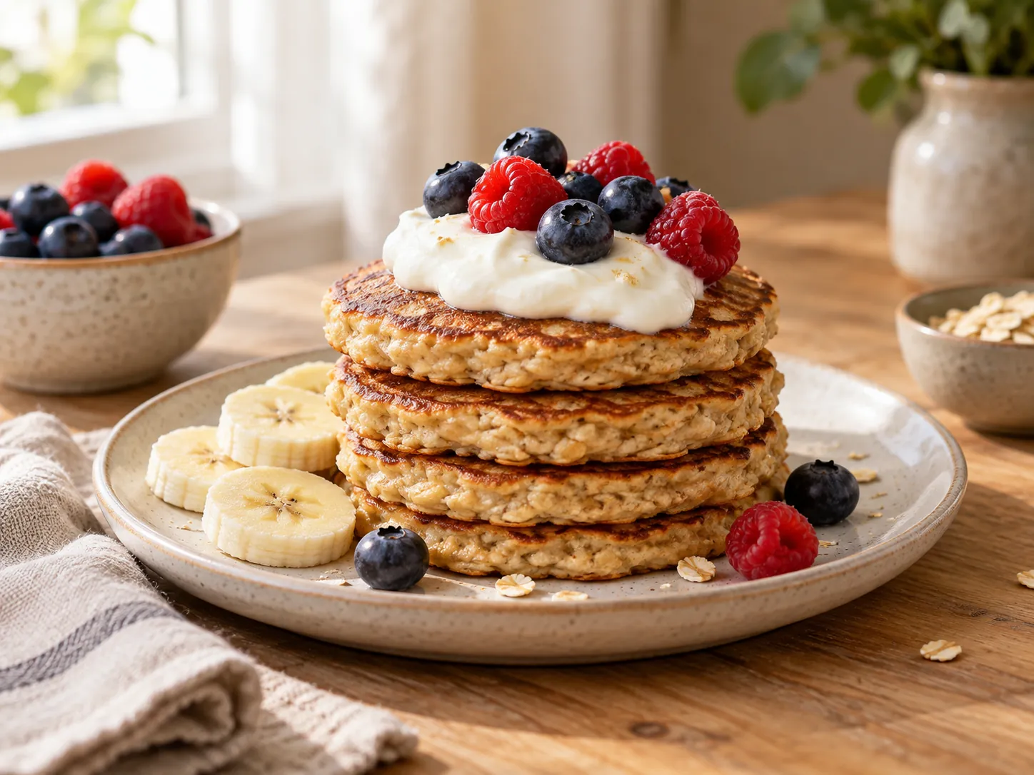 Panqueques de avena y plátano