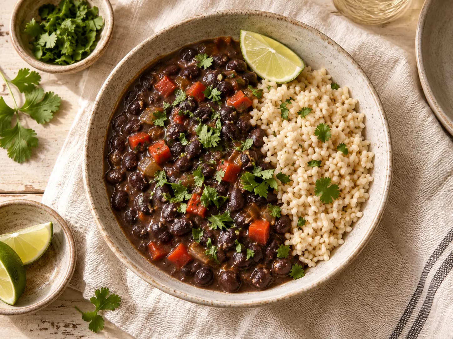 Porotos negros con arroz integral