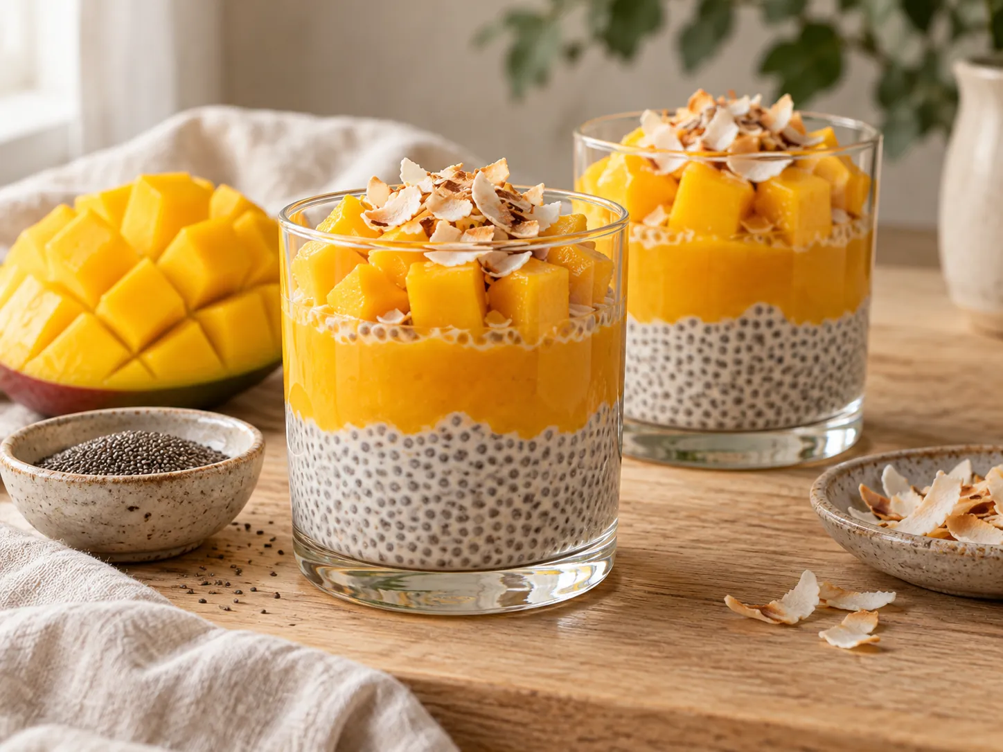 Pudín de chía con coco y mango