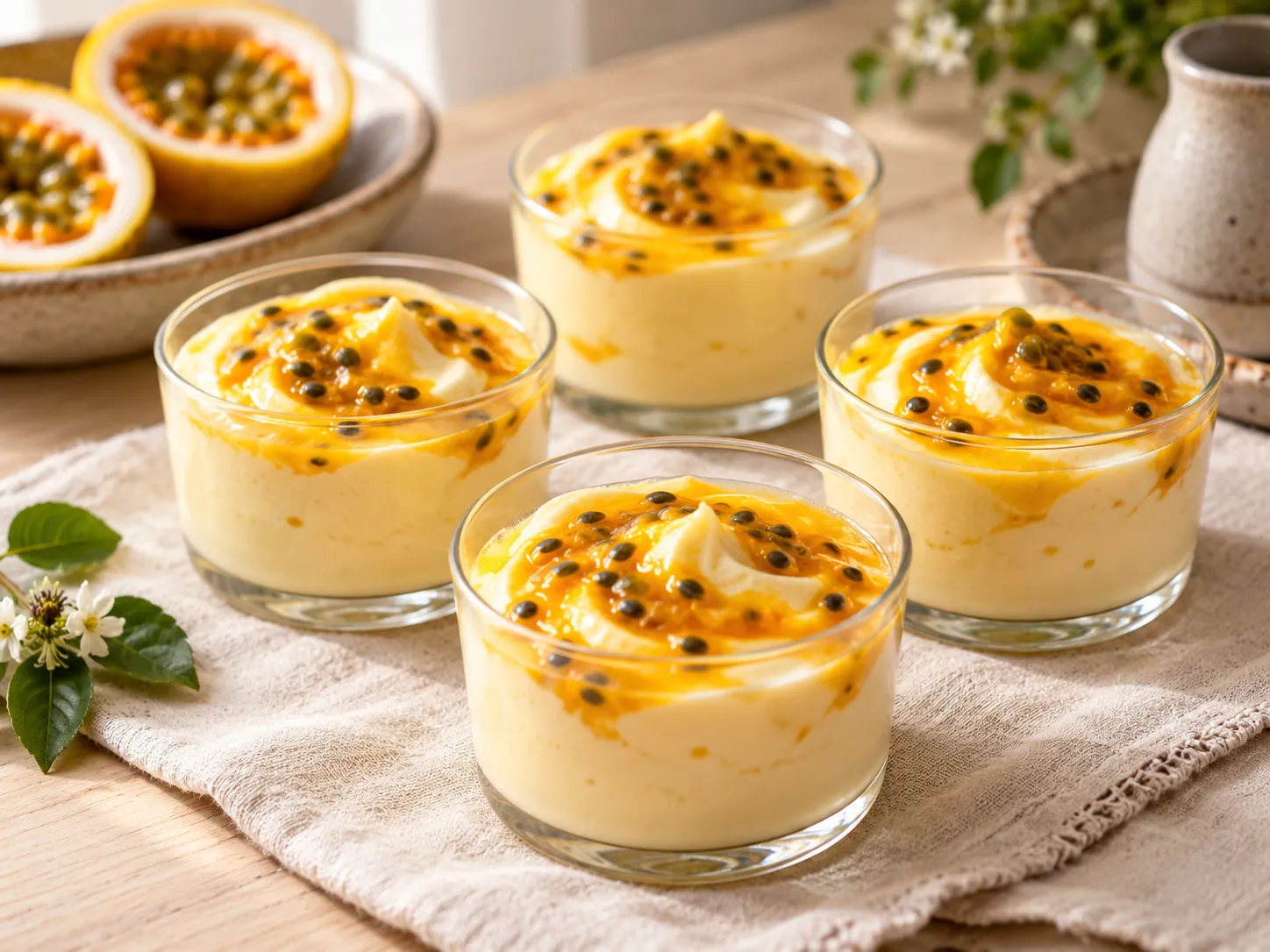 Semifrío de maracuyá y yogur