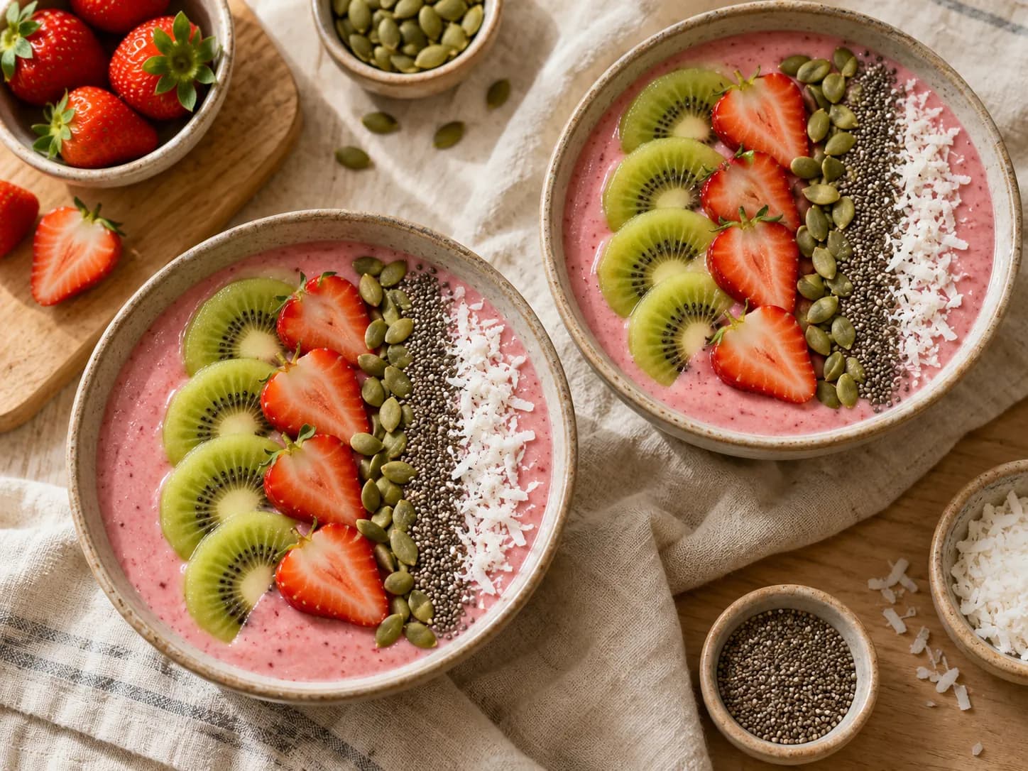 Smoothie bowl de frutilla y plátano
