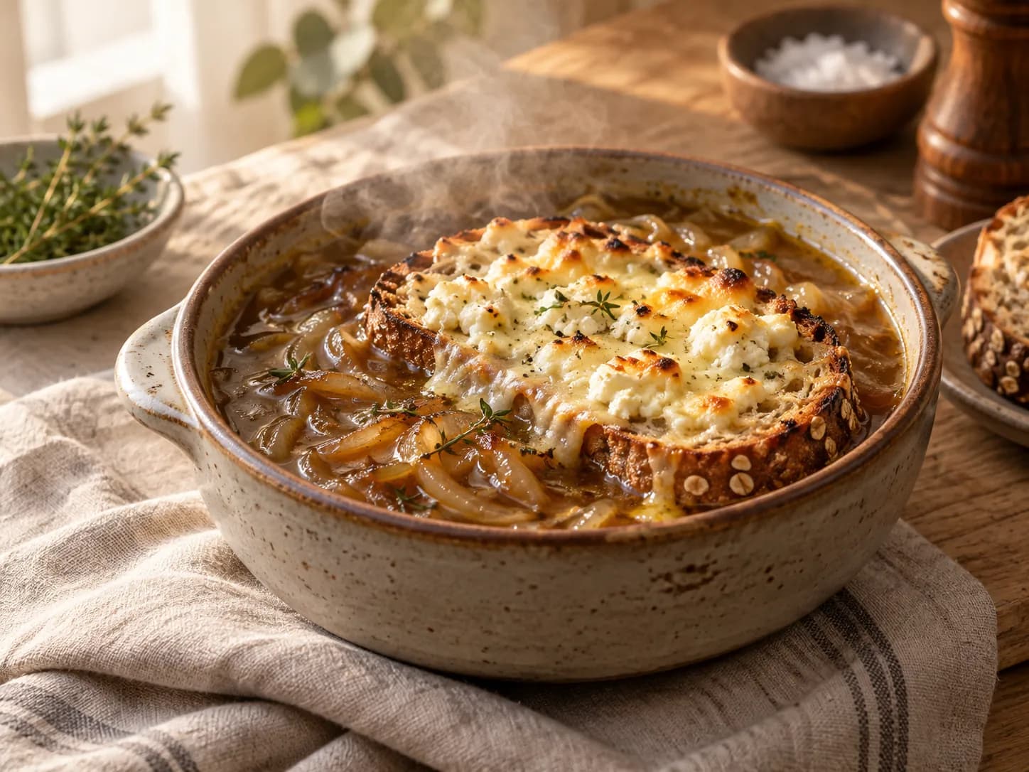 Sopa de cebolla francesa liviana