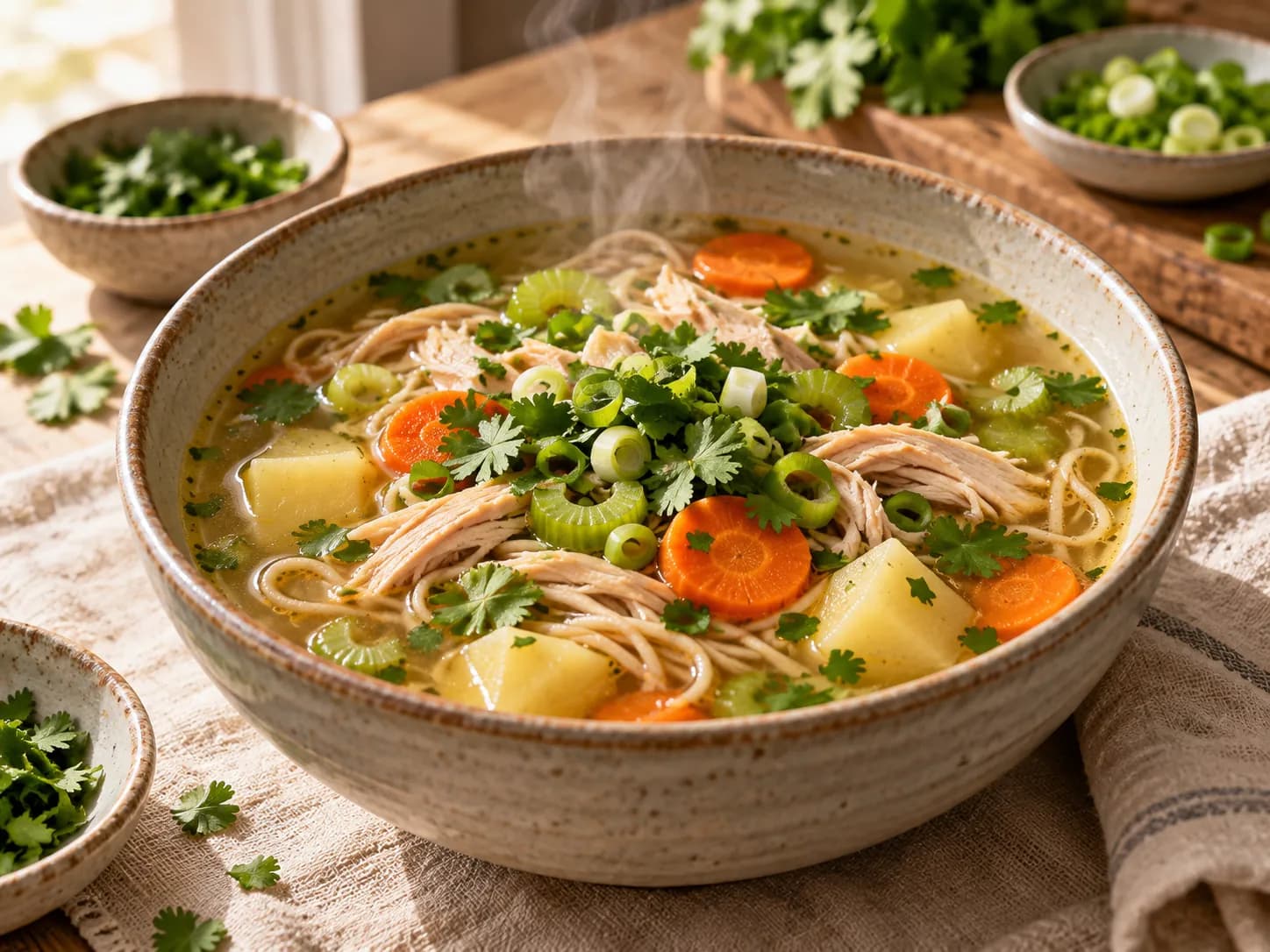 Sopa de fideos con pollo casera