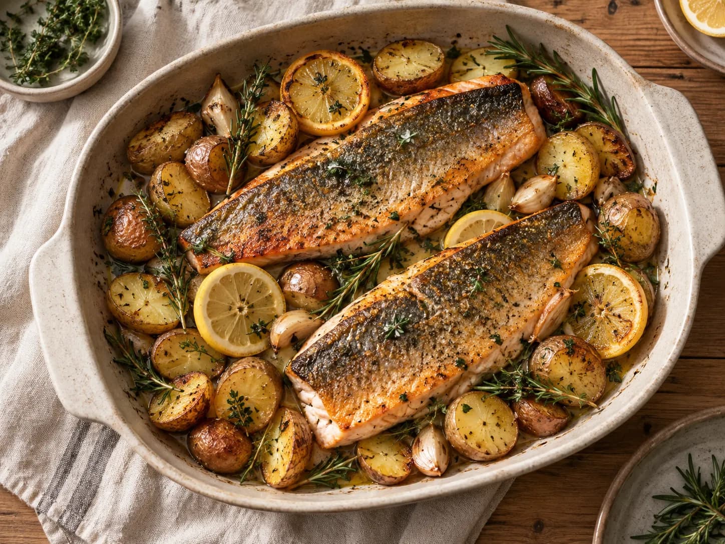 Trucha al horno con limón y hierbas